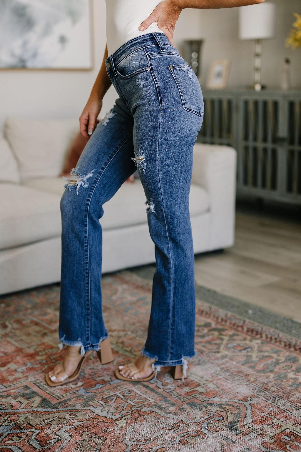 Destroyed Straight Jeans